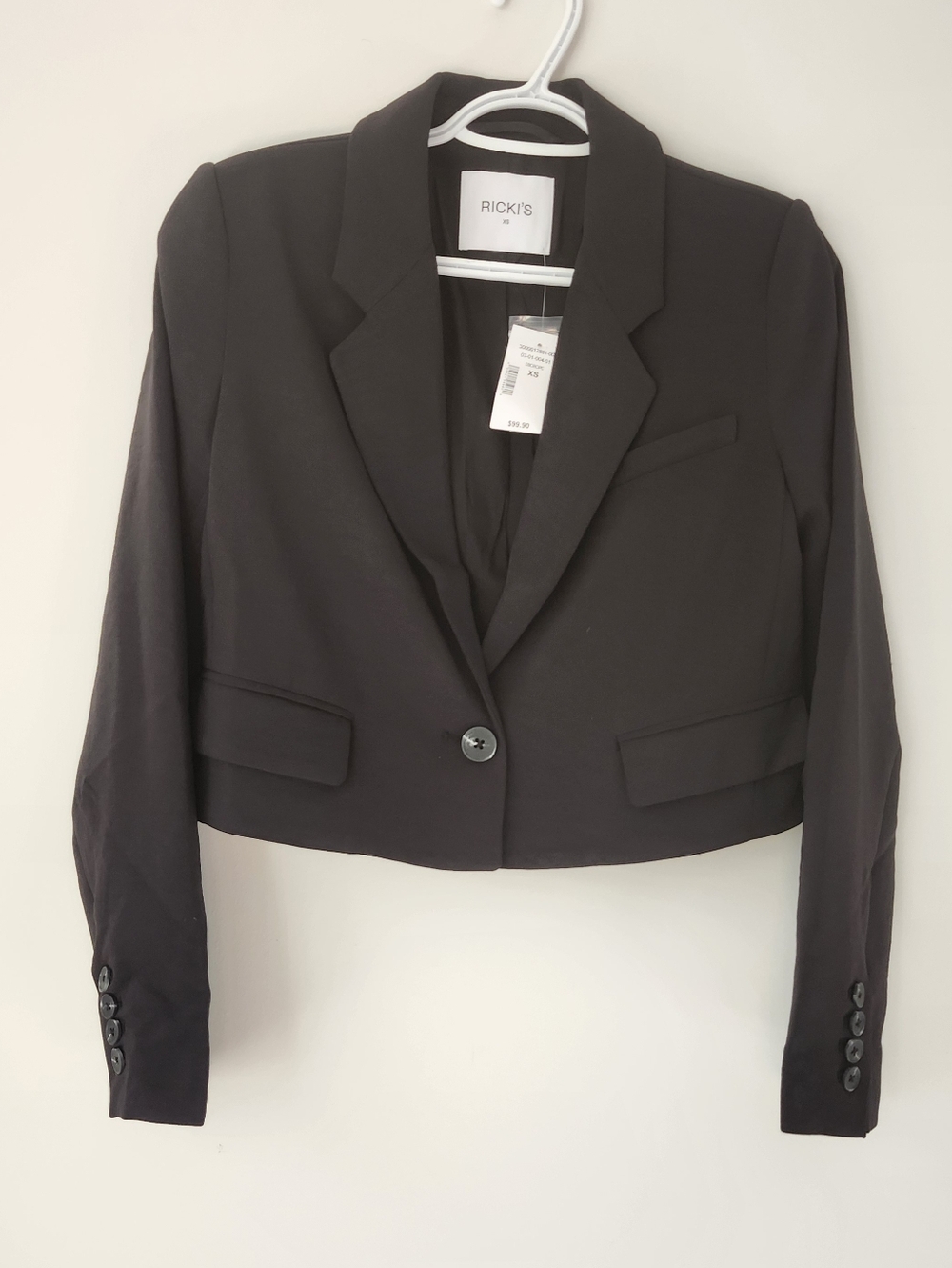 Cropped Blazer Black Button Up Rickis XS